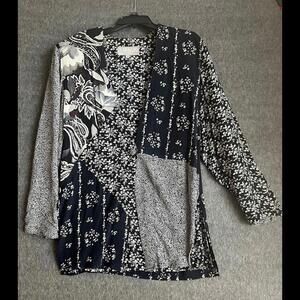 Stylish Mixed Print Tunic Top